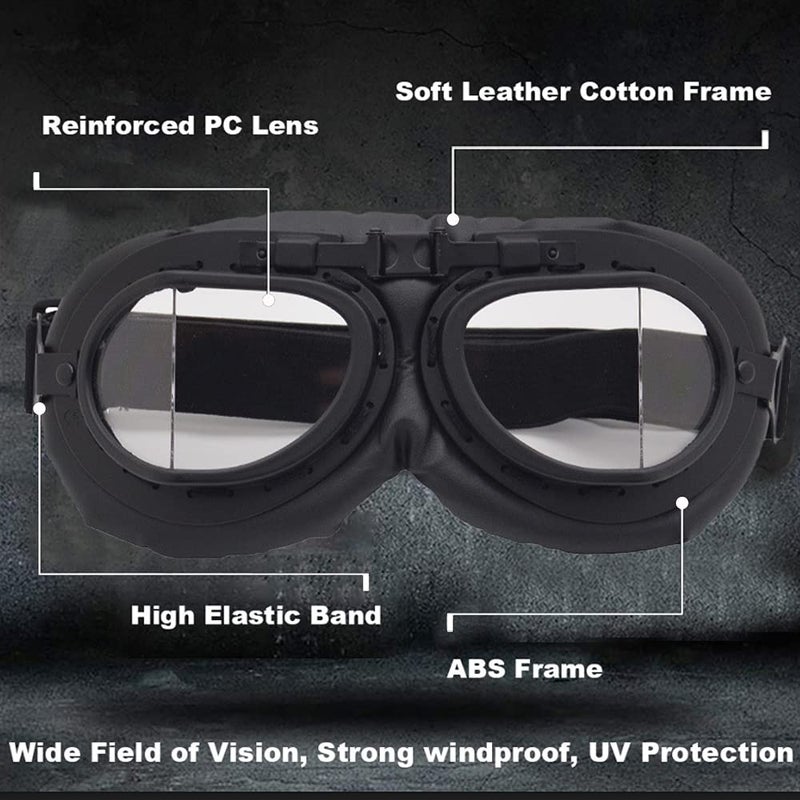 Peicees Vintage Helmet Goggles Motorcycle Goggles Bike Motorcross Pilot Goggle - Image 3